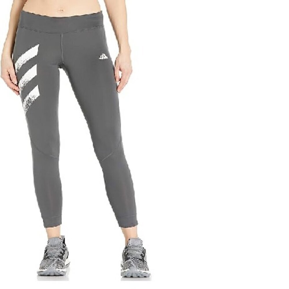 adidas Own the Run Aeroready 3 Stripes Gray Pink Active Yoga Leggings